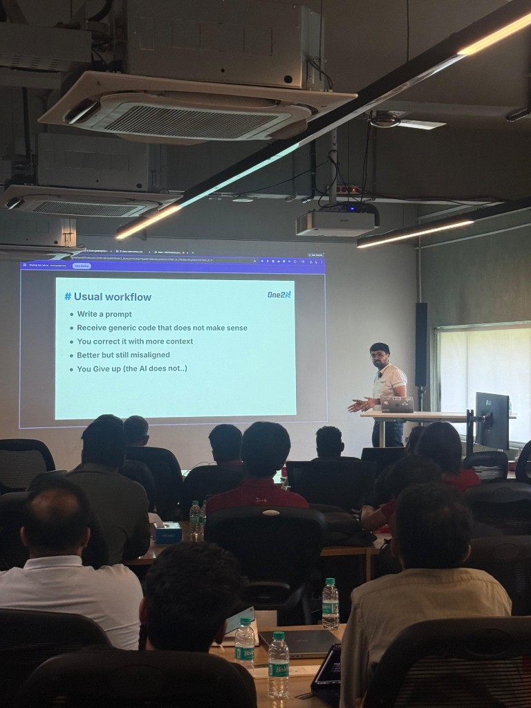 Episode 3 talk on AI workflow patterns with audience in Bengaluru